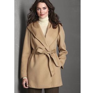 Wool Hooded Wrap Coat